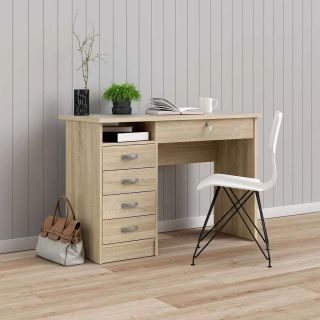 plus function scrivania 5 cassetti rovere oak