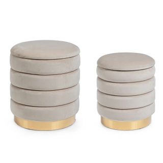 Set 2 pouf contenitore darina beige