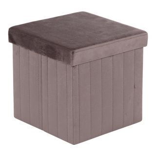 POUF ARON IN VELLUTO GRIGIO 35X35X3