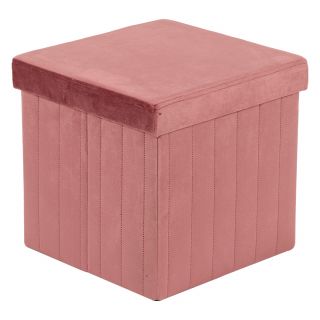 POUF ARON IN VELLUTO ROSA 35X35X34,5