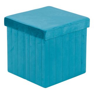 POUF ARON IN VELLUTO BLU 35X35X34,5