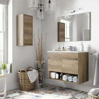 COMPOSIZIONE BAGNO DAKOTA 2 ANTE ROVERE NORDICO