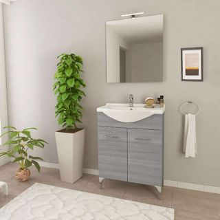 MOBILE BAGNO RUBINO 65 CM. 2 ANTE ROVERE GRIGIO